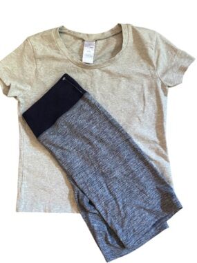 Z by Zella Navy/Gray Biker Shorts & Nordstrom Gray T-shirt  NWT size 10/12